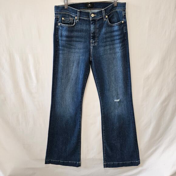7 For All Mankind [Read] Dojo Distressed Flare Leg Jeans Blue Size 31 - Picture 1 of 14
